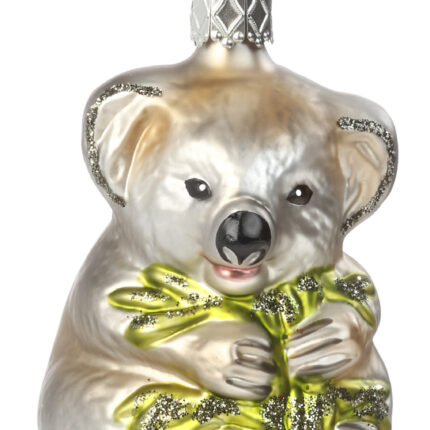 Glasfigur für Weihnachtsbaum Koala mit Tannenzweig