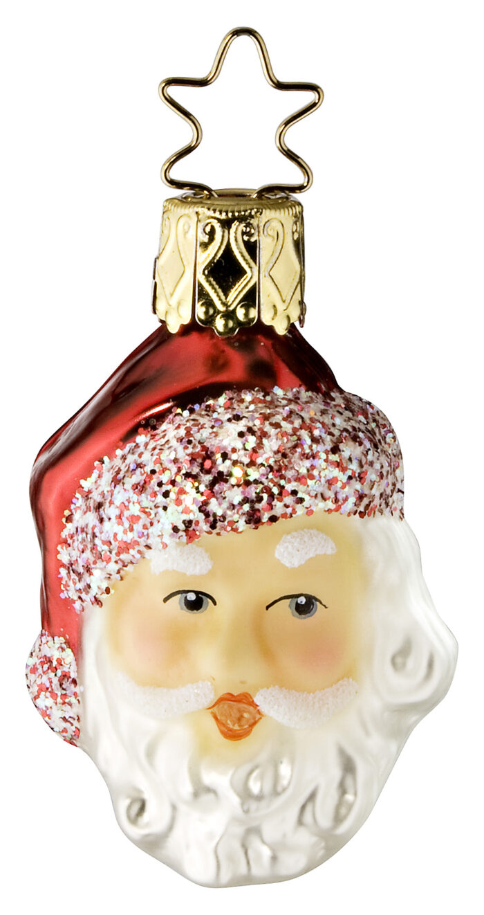 Christbaumschmuck Figur Weihnachtsmann mit Glitzermütze
