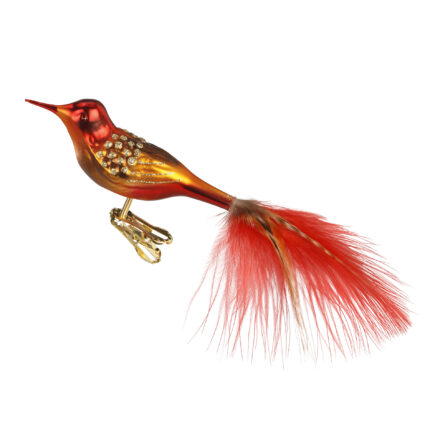 Christbaumschmuck Figur Vogel roter Kolibri mit roter Feder