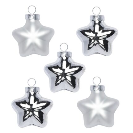 Weihnachtsbaumschmuck silber glänzende und matte Sterne