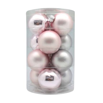 Weihnachtsbaumkugeln rosa und silber