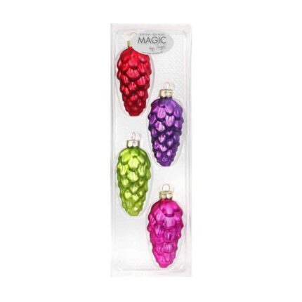 Tannenschmuck Tannenzapfen rot, grün, lila, pink