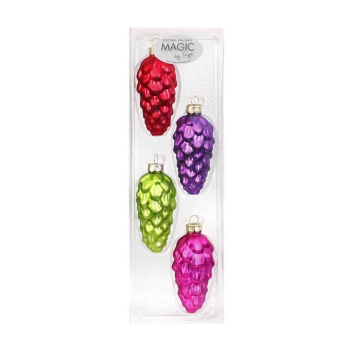 Tannenschmuck Tannenzapfen rot, grün, lila, pink