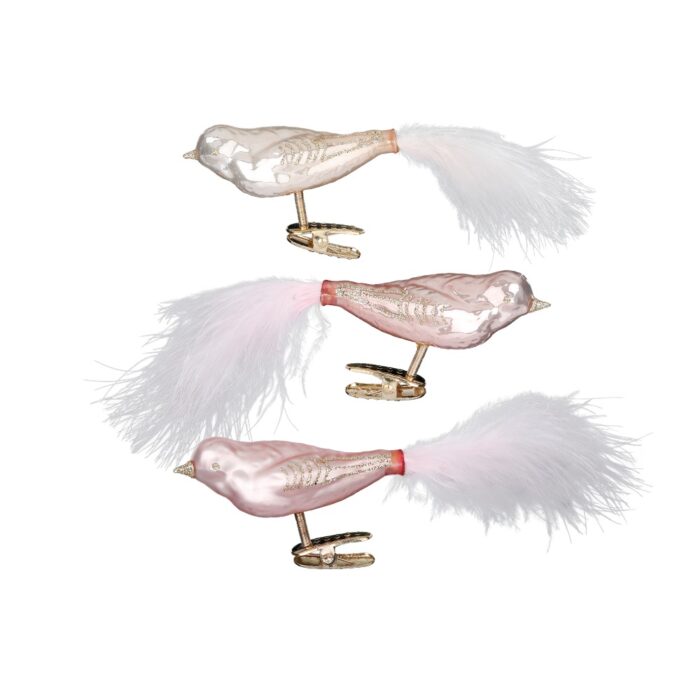 Tannenschmuck Glasfiguren rosa Vögel