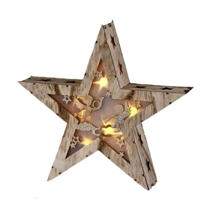 Tischdekoration leuchtender Stern aus Holz