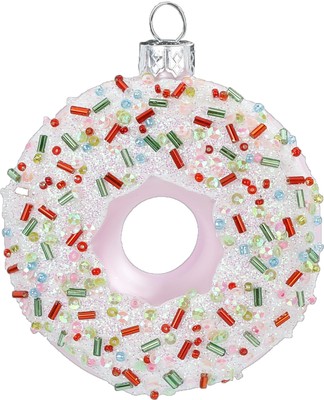 Weihnachtsbaumschmuck Glasfigur Donut mit Glasur
