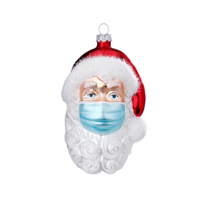 Christbaumschmuck Figur Weihnachtsmannkopf mit Maske