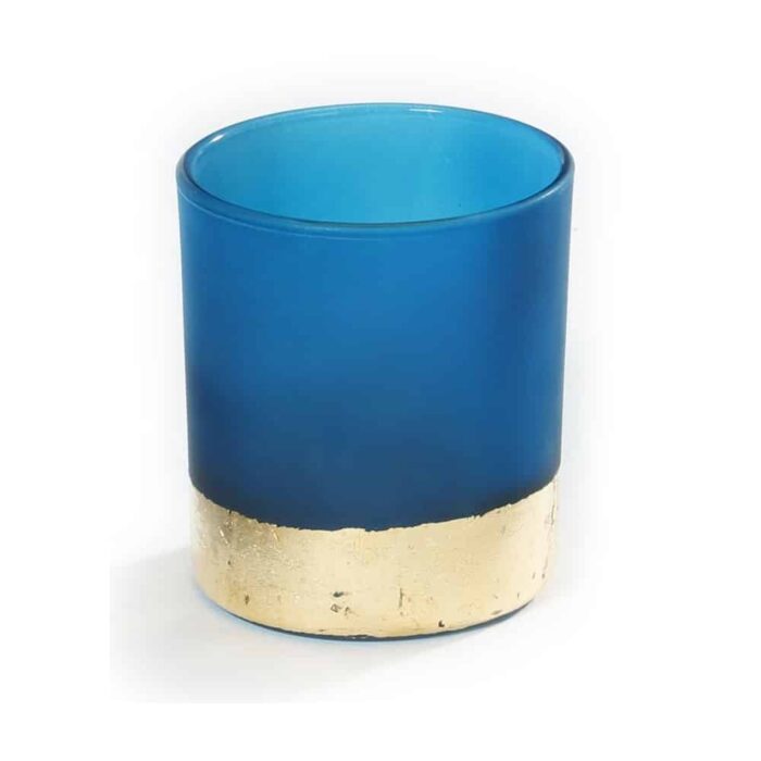 Teelichtglas Blau Gold