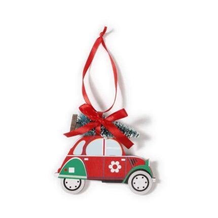 Weihnachtsbaumschmuck Auto mit Weihnachtsbaum auf dem Dach