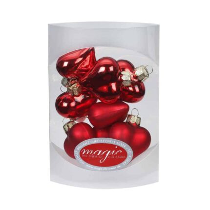 Christbaumschmuck, Christbaumaufhängher Herzen in rot, matt und glänzend