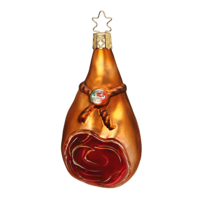 Christbaumanhänger, Christbaumschmuck aus Glas. Schinken, Prosciutto, Serano