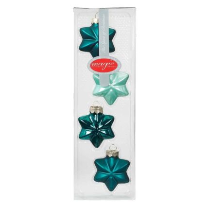 Christbaumschmuck, Christbaumaufhänger Sterne türkisfarben, matt und glänzend