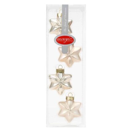 Christbaumschmuck, Christbaumaufhäner Sterne in Champagner, matt und glänzend