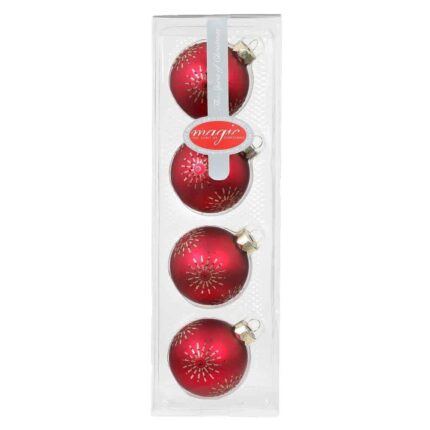 Christbaumkugeln in dunkelrot (rot) und mit Sternen als Muster
