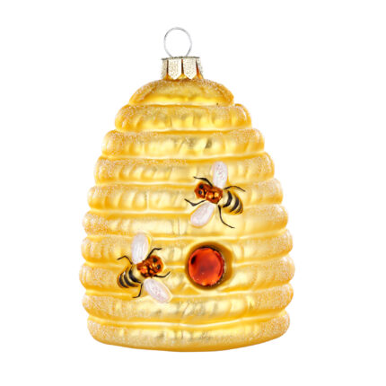 Weihnachtsbaumornament in Form eines Bienenkorbes mit zwei Bienen